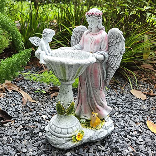 Voveexy Solar Garden Statue Outdoor Décor, Angel Garden Figurine With Color Changing Light Outdoor Statue Resin Sculpture Lawn Ornament Waterproof Yard Art For Patio Lawn Yard Housewarming Garden Gift #TOP5
