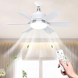 MeoYlaery Ventilateur de plafond E27 avec lumière et télécommande, ventilateurs de plafond à DEL à intensité variable, ventilateur d'ampoule de 46 cm, 3 vitesses, 3 couleurs, ventilateur de plafond - 1