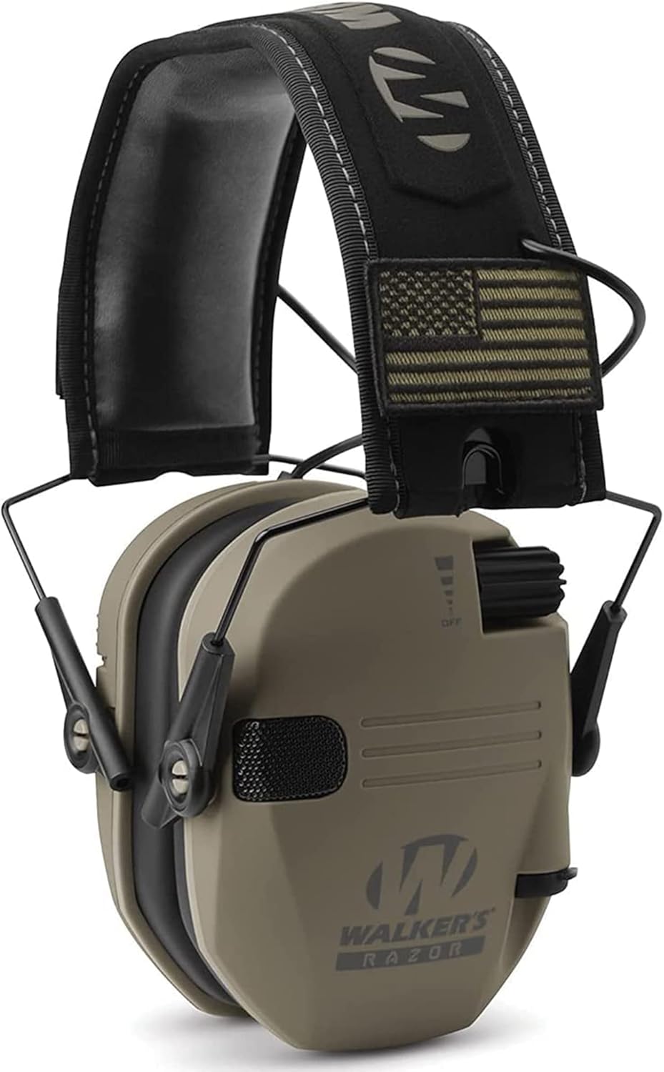 Walker's Razor Slim Shooter Electronic Hunting Folding Hearing Protection Earmuffs w/ 23dB Noise Reduction & Sound Amplification, Tan Patriot (4 Pack)