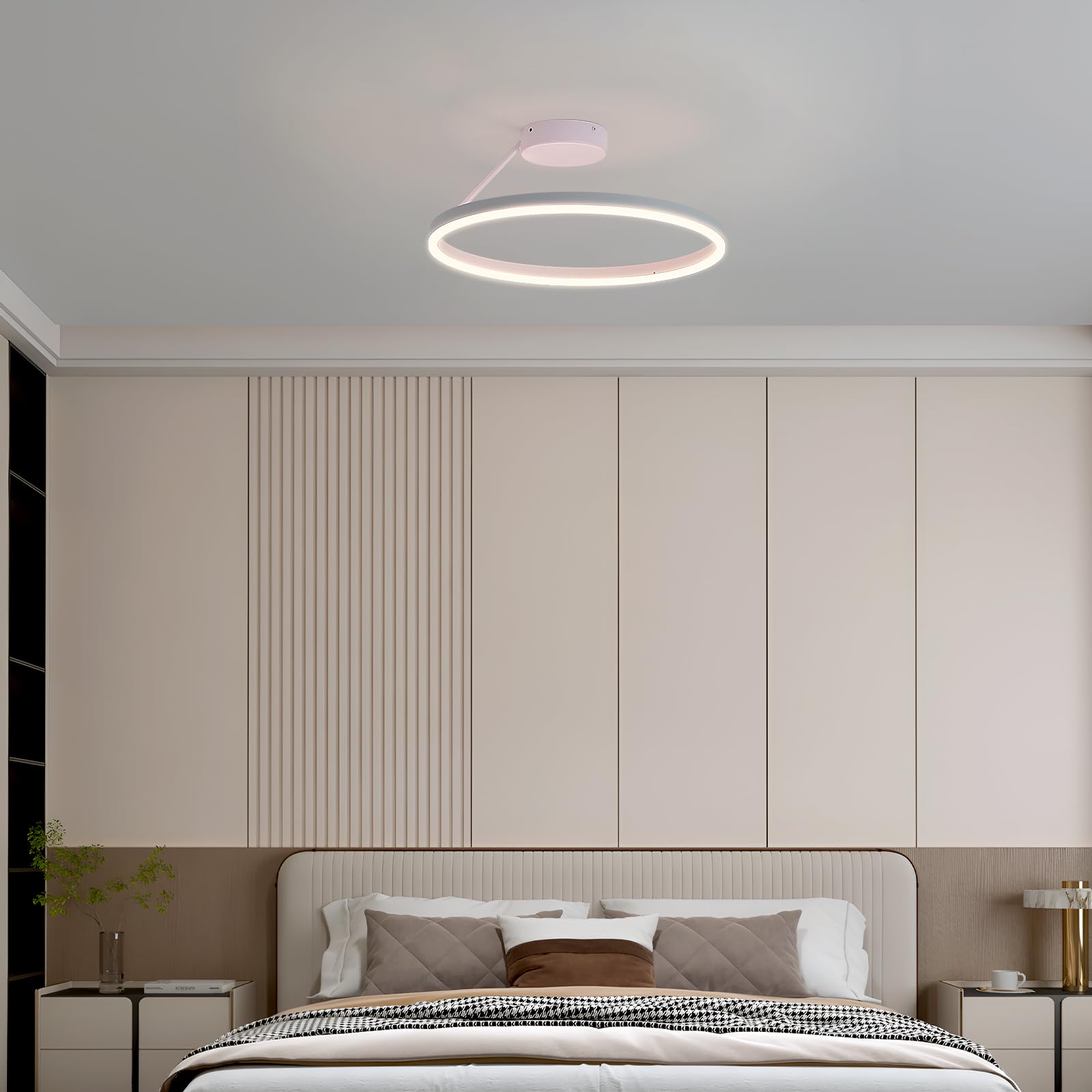 Plafoniera Circolare Lampadario Circolare a LED Lampadari Moderna Semplice Plafoniere Bianco Luce Calda Adatta per Soggiorno Sala da Pranzo camera da Letto Cucina Corridoio Ingresso 40cm