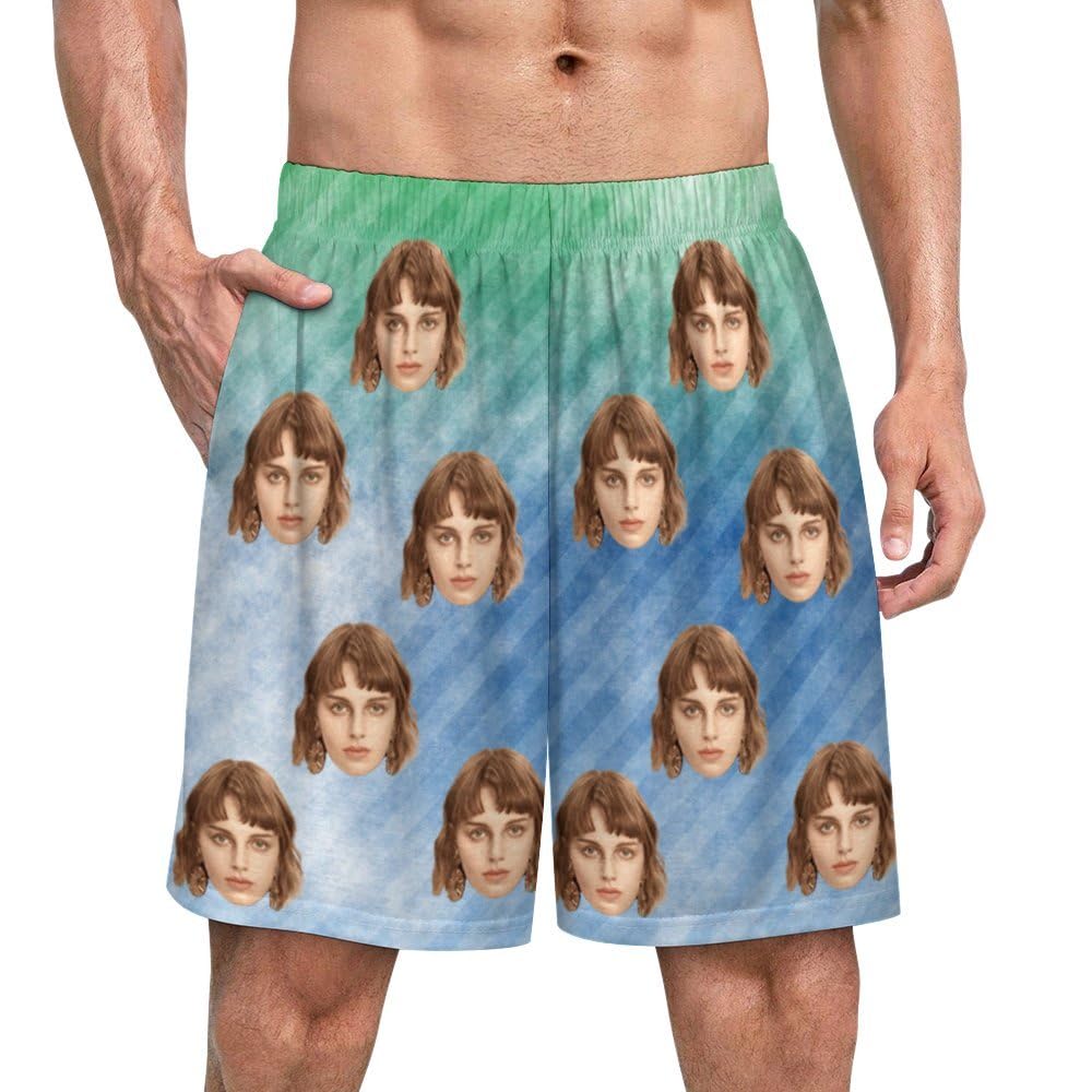 Custom Short Pajamas With Faces Photo - Personalized Pyjamas Shorts, PJs Nightwear Loungewear Gifts for Women/Men