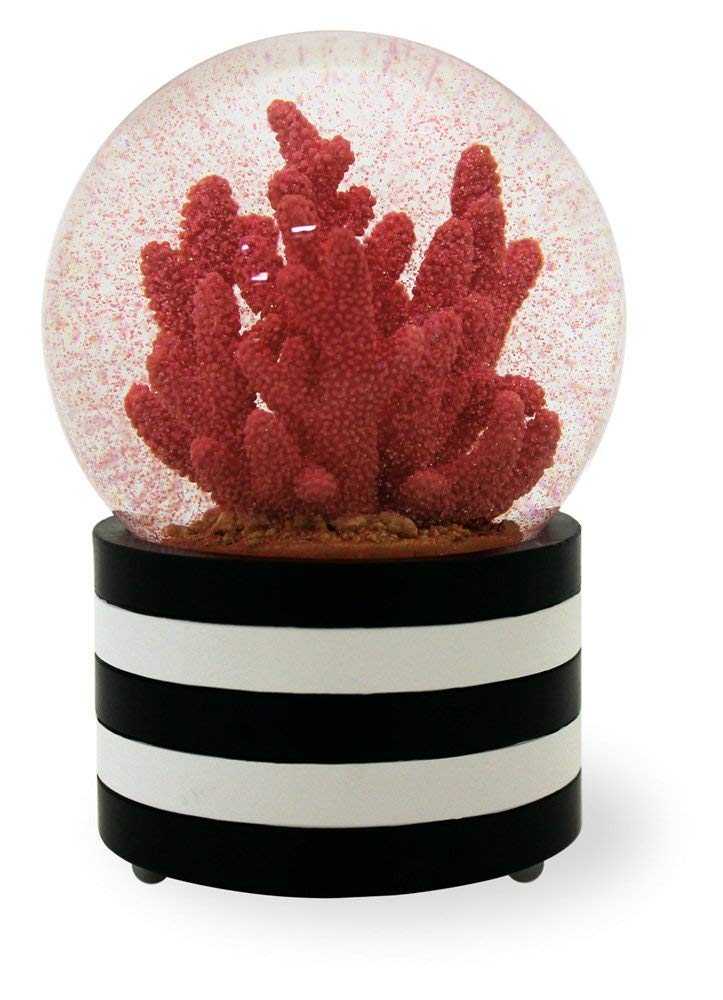 Boston International Coastal-Themed Snow Globe, Coral, 3.5x6 inch