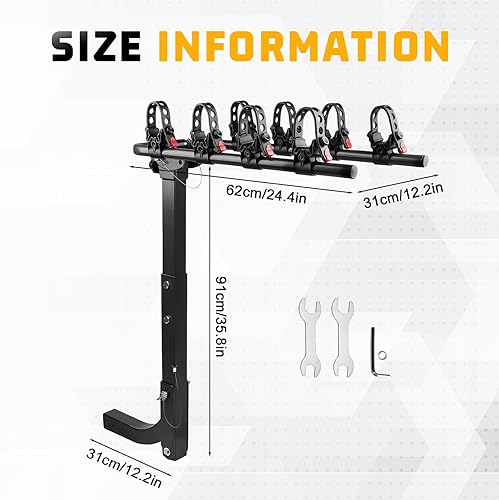 Miniatura 5 de Soporte de enganche para 4 bicicletas, soporte plegable para coches, camiones, SUV, minivans