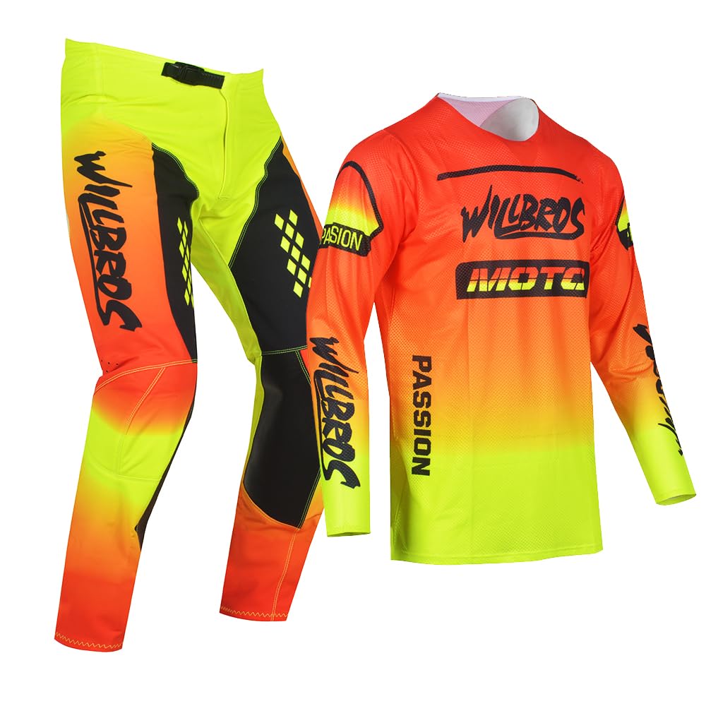 Giovani Completo Maglia e Pantaloni da Motocross e Enduro MX MTB Moto Fuoristrada Corse Bambini Ragazzo