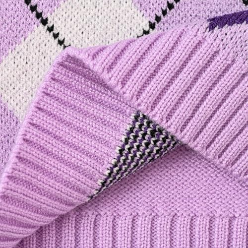 Image of Women's Sweater Vest,Y2K Sleeveless Pattern Preppy Style Knitted Crop Tank Top for Girl