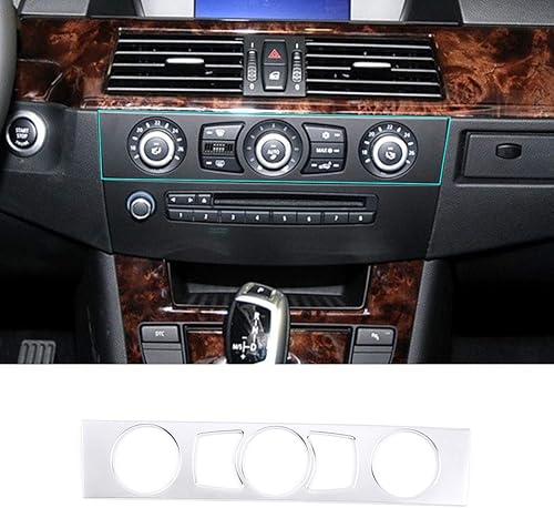 Miniatura 1 de CHEYA ABS Auto Interior Consola Central Aire Acondicionado Botón Decoración Marco Adhesivo Ajuste Para BMW E60 Serie 5 2004-2010 Accesorios