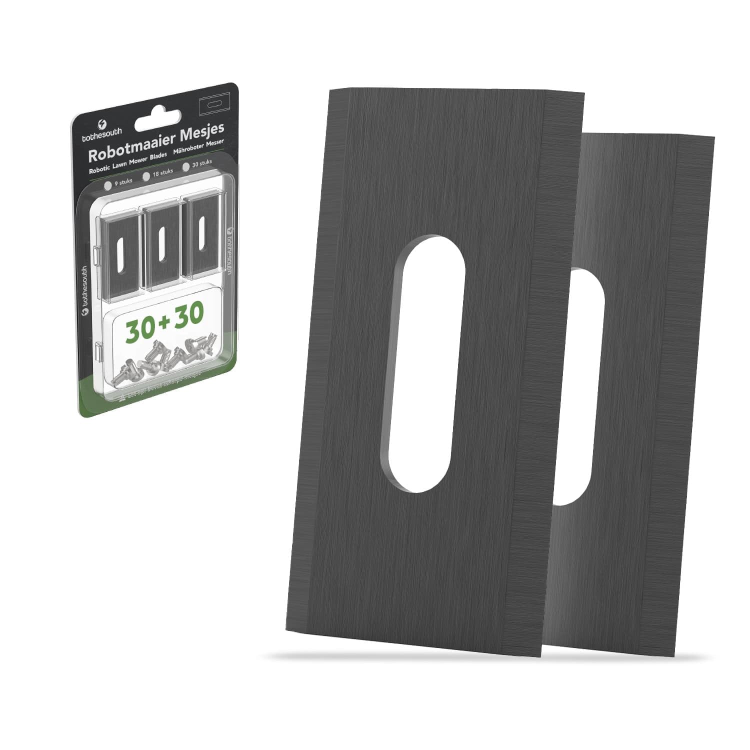 30x To the South® Universal Endurance Robot cortacésped cuchillas adecuadas para Gardena, Husqvarna, McCulloch, Yard Force, Segway, Garden Feelings, Cramer, ECOVACS, Ferrex R800 Easy, Florabest, Flymo