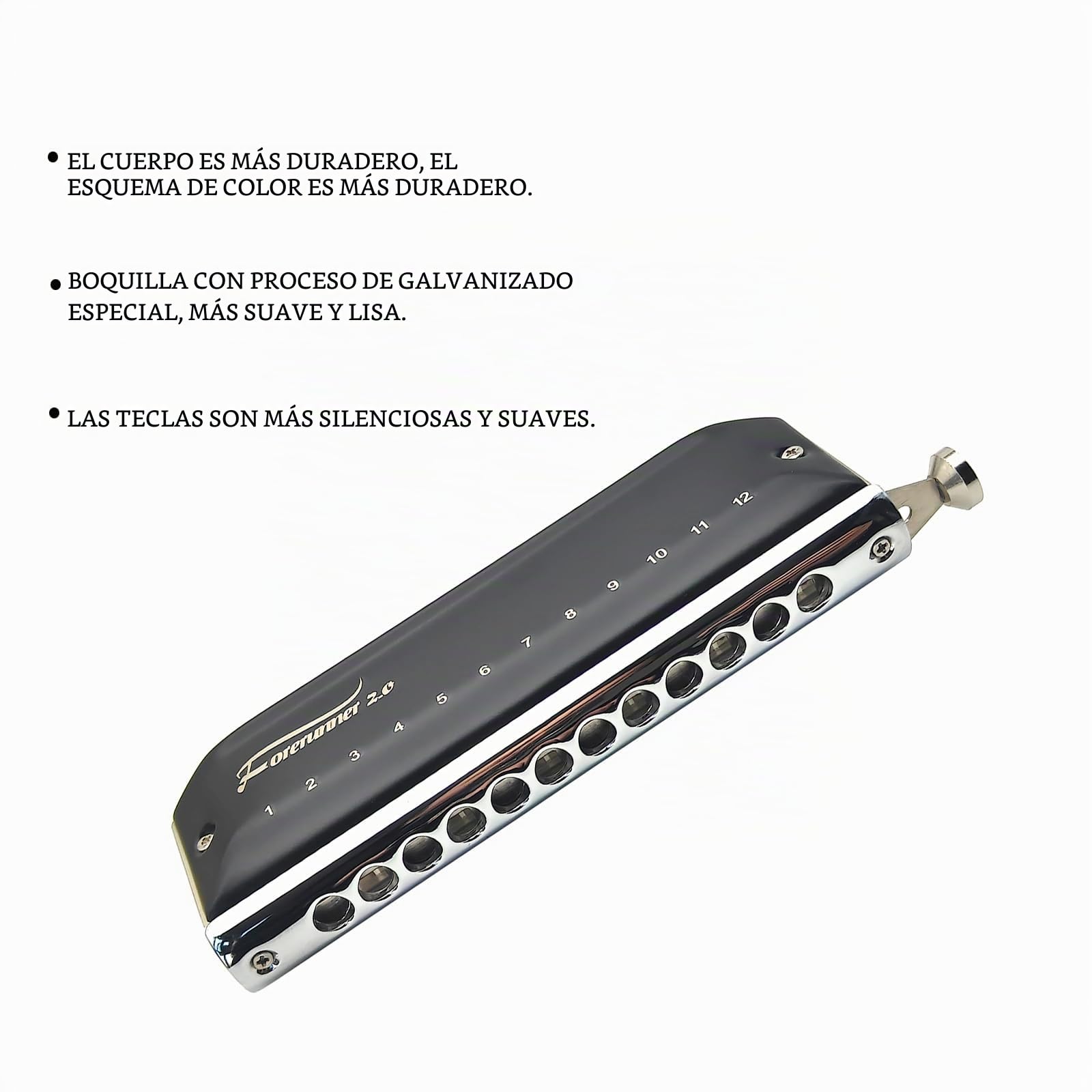 Armónica cromática Forerunner 2.0, 12 agujeros y boca, 48 tonos, órgano armónica sin válvula, peine ABS transparente, para jugadores, principiantes, adultos (Forerunner 2.0 1248)