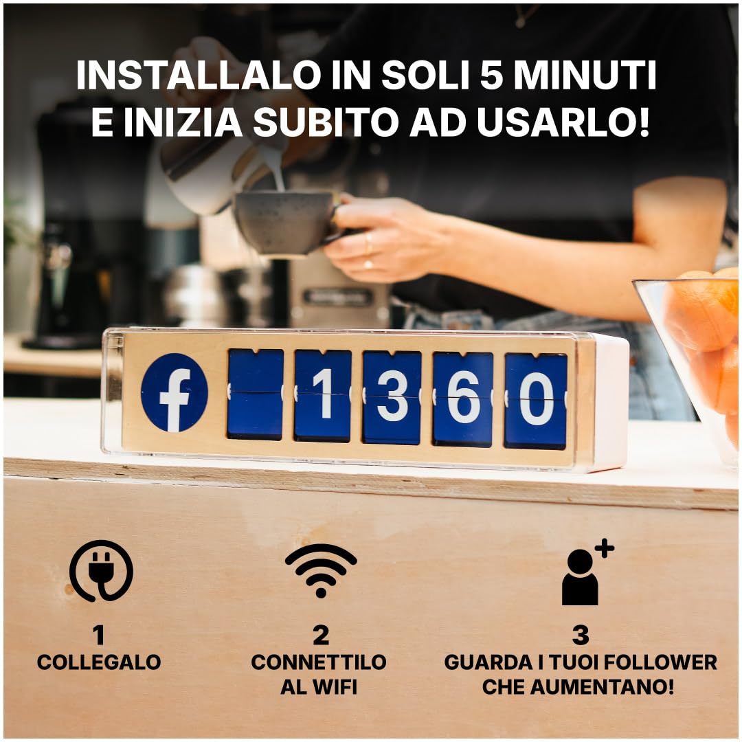 Licznik Obserwujących na Facebooku od Smiirl - Więcej obserwujących - Ruchome klapki w czasie rzeczywistym - Dla restauracji, sklepów itd - Wi-Fi i Hotspot - Łatwa instalacja (niebieski, 5 cyfr)