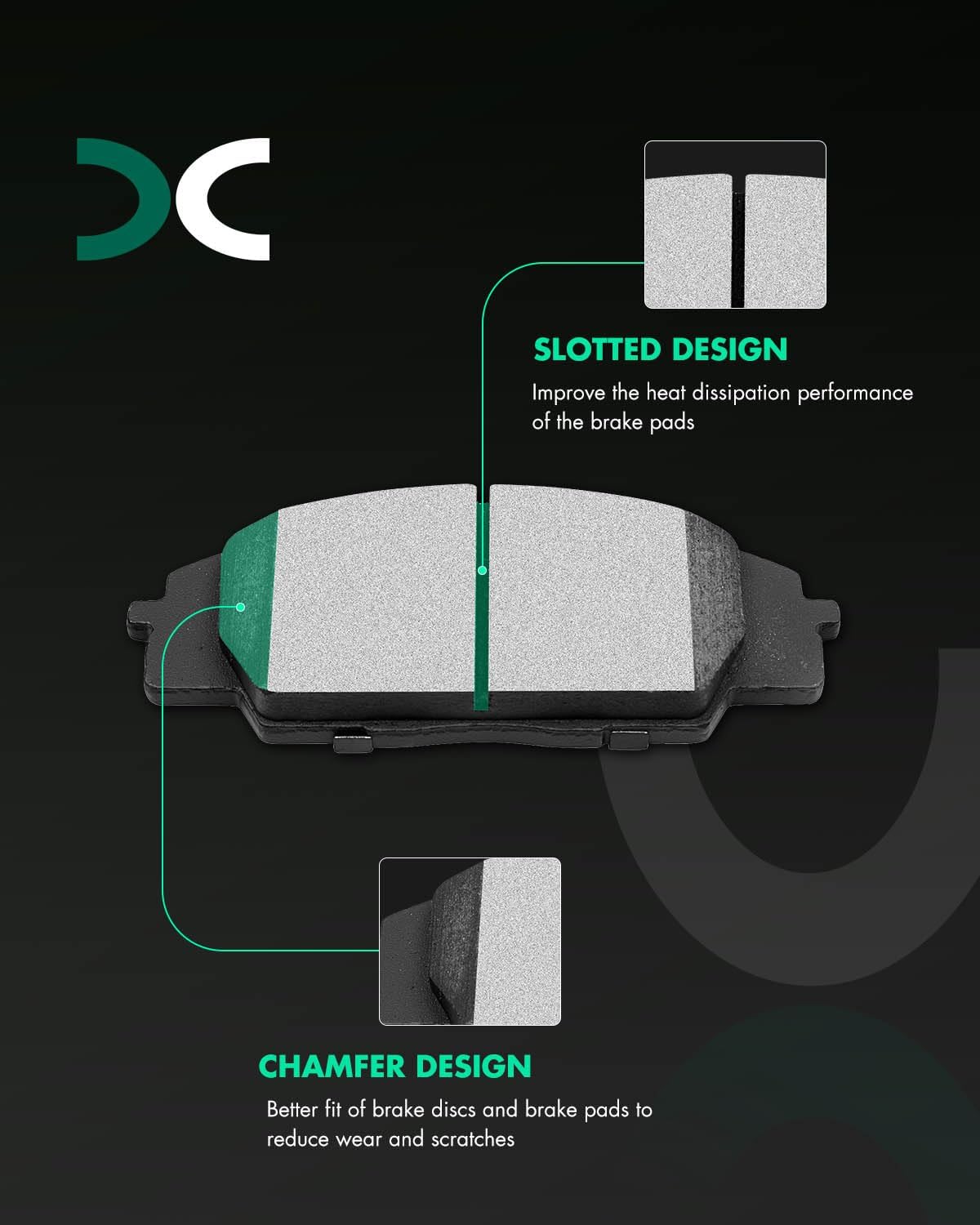 SCITOO D829 Front Ceramic Brake Pads Sets Fit For Acura CSX 2007-2010,For Acura RSX 2002-2006,For Honda Civic 2006-2011,For Honda S2000 2000-2009