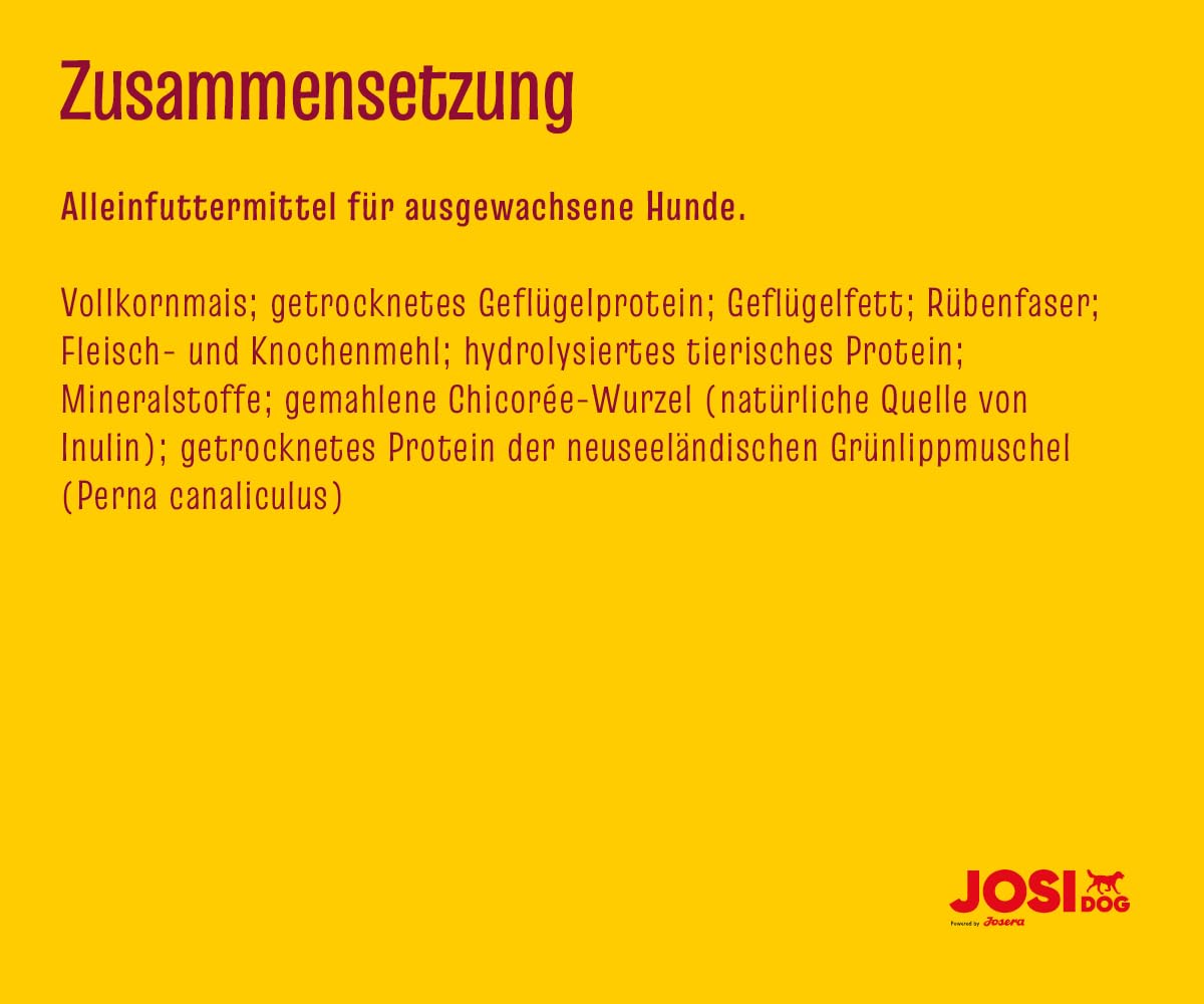 JosiDog Regular (1 x 15 kg) | Adult | Premium Trockenfutter für ausgewachsene Agile Hunde | glutenfrei | Alleinfutter mit 80% tierischem Protein | Powered by JOSERA | 1er Pack