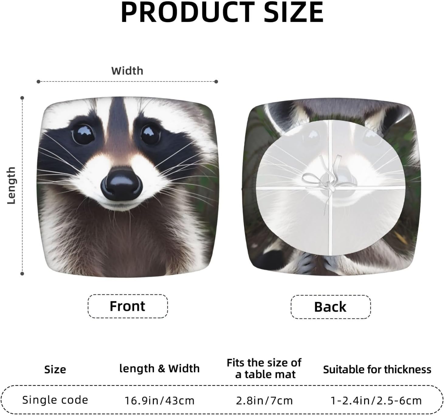 Cute Raccoonart Print Square Cushion Covers 6 Pcs Set Elastic Non-Slip Seat Cushion Slipcovers Pet Furniture Protectors for Chair, Sofa