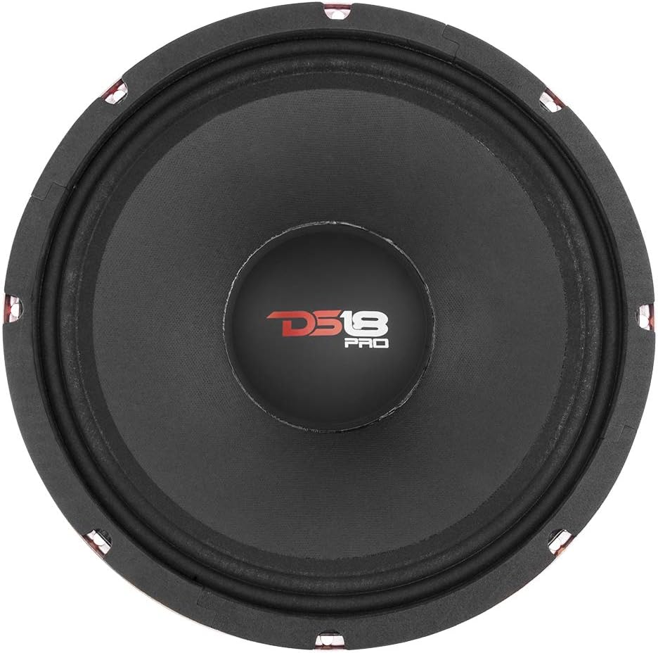 DS18 PRO-X12.4M Loudspeaker - 12" Midrange, Red Steel Basket, 900W Max, 450W RMS, 4 Ohms, 2" Kapton VC - Premium Quality Audio Door Speakers for Car or Truck Stereo Sound System (1 Speaker)