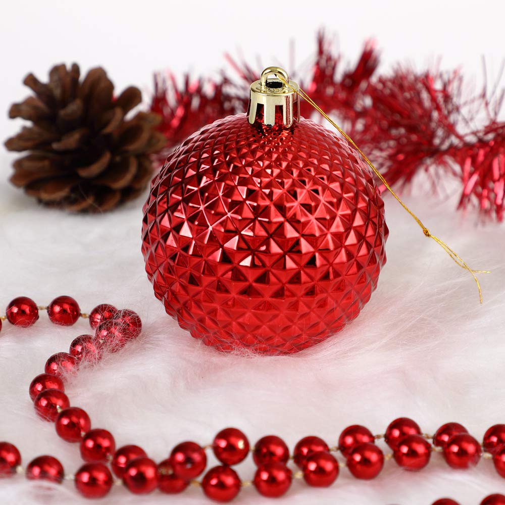 DEUBA® Bolas Árbol de Navidad Set Completo 66 Pzs. Adornos Decoración Brillante Mate Colgante Rojo