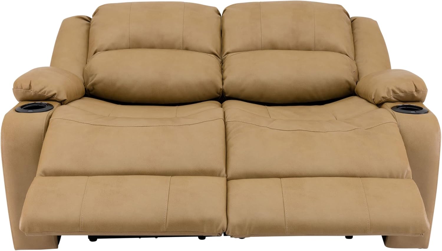 RecPro Charles 58" Powered Double RV Wall Hugger Recliner Sofa RV Loveseat with Upgraded 2023 Fabric (Toffee)