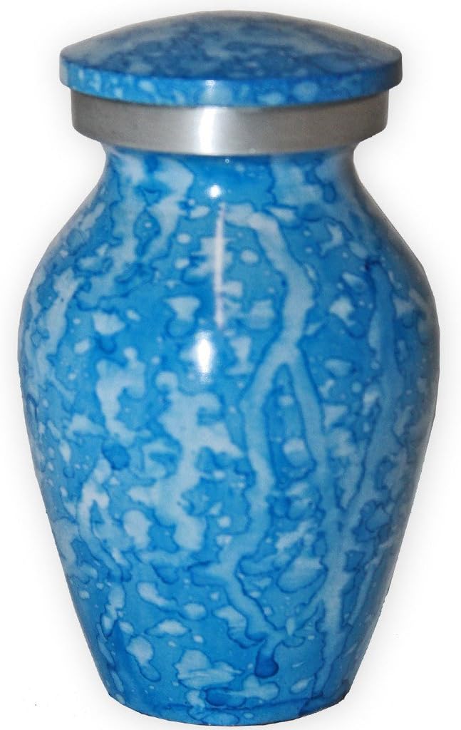 Corsica Blue Keepsake Urn for Ashes - Small Size - NOT Intended for Full Cremation Ash Quantity