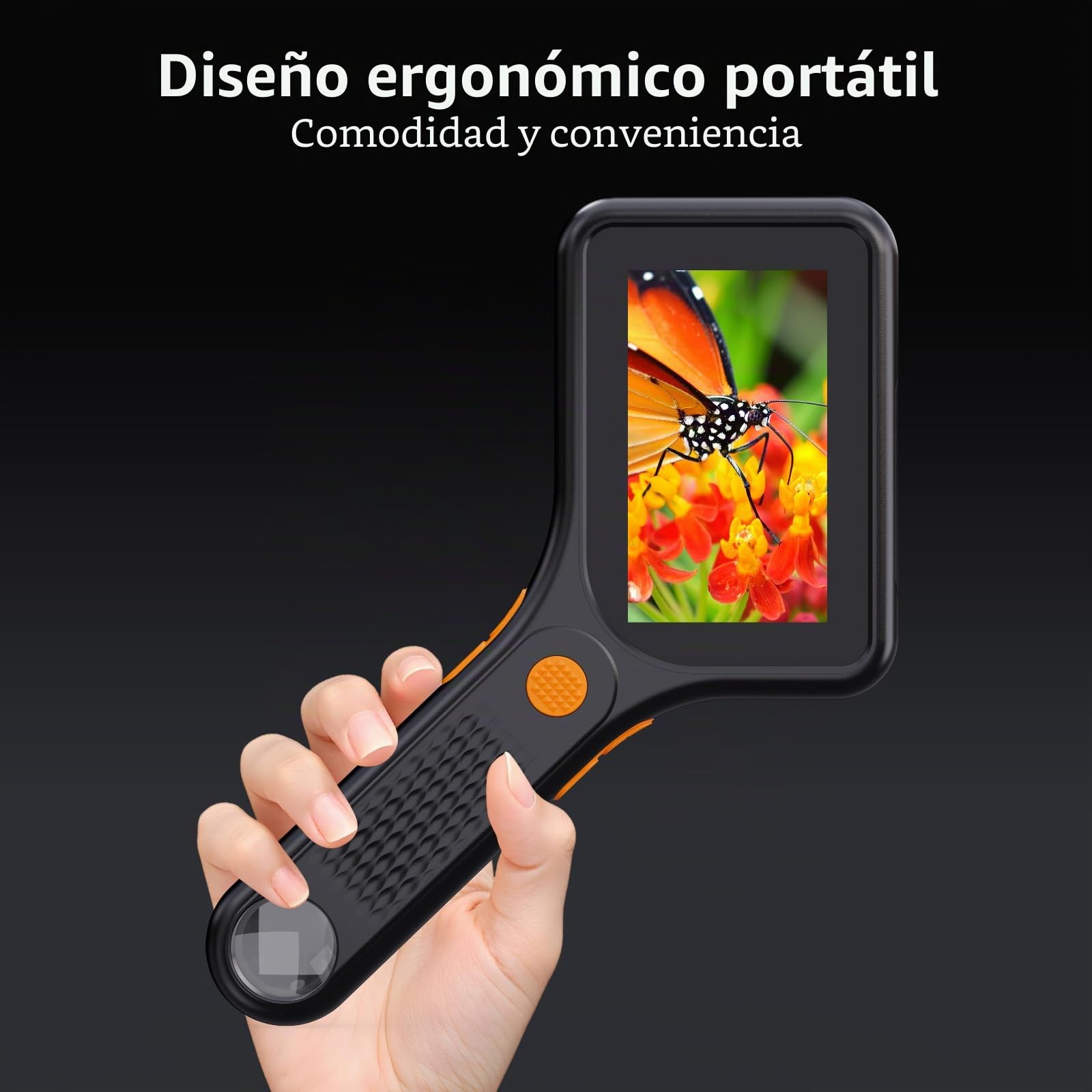 Microscopio Digital para Adultos 500X, Microscopio de Bolsillo Portátil con Pantalla HD de 3 Pulgadas, 8 Luces LED Ajustables, Compatible con Windows y MacOS - Negro