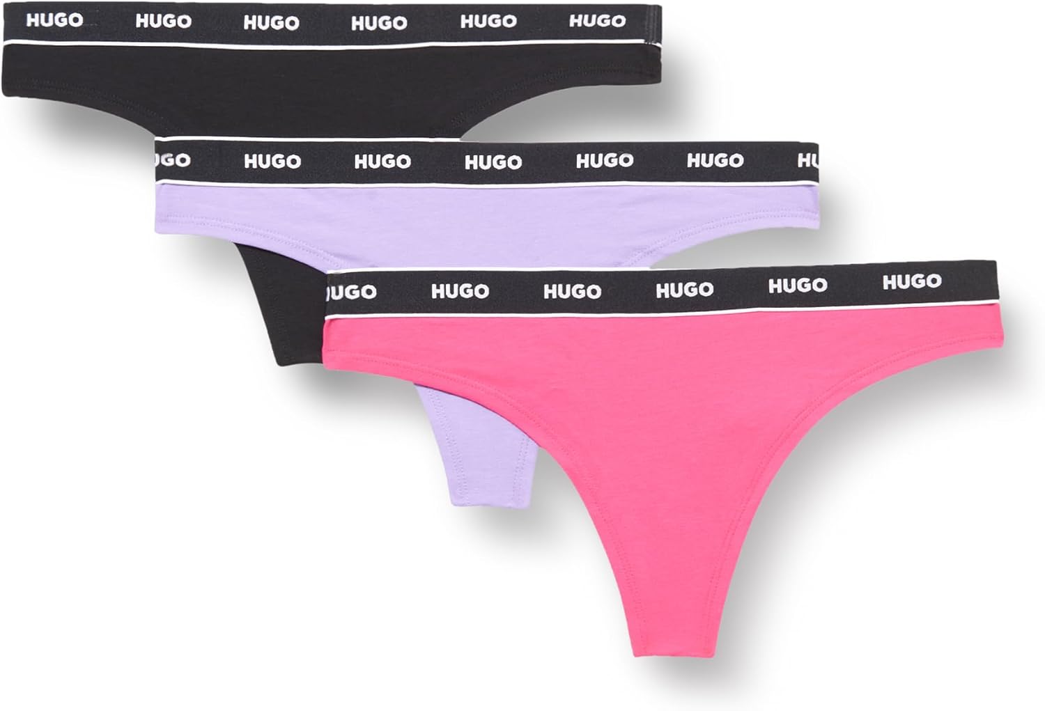 HUGO Women's 3-pack Repeat Logo Cotton Stretch Thongs