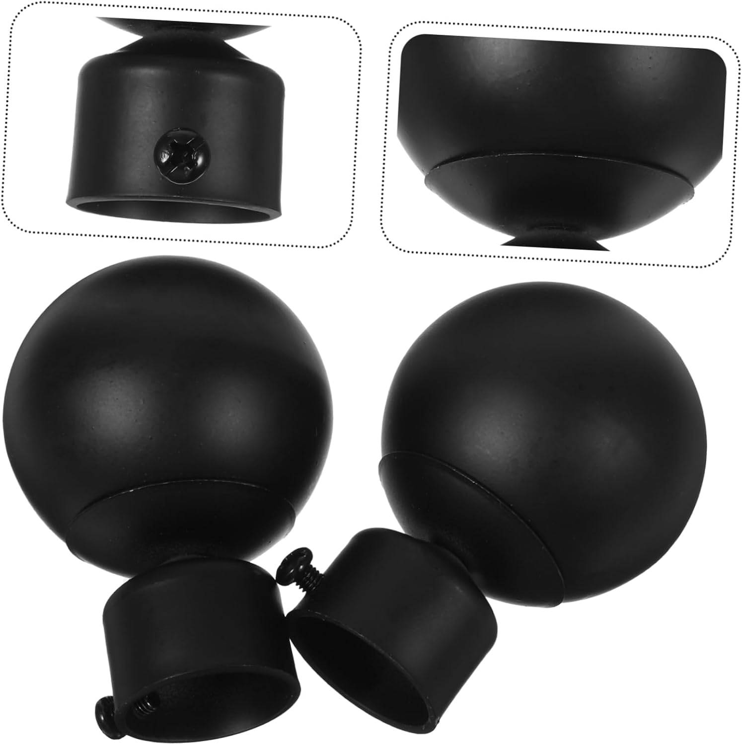 IMIKEYA 2pcs Black Curtain Rod End Caps Finials for Drapery Poles Unique Design Fits Window Rods for Home Office Decor