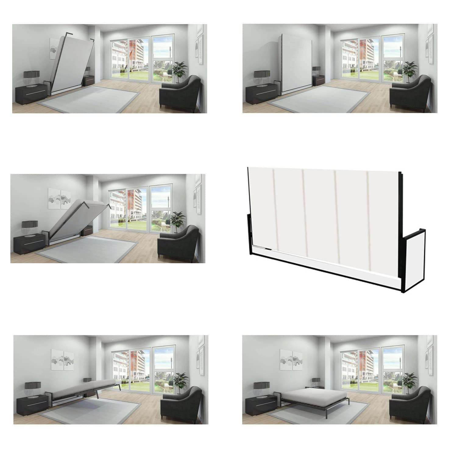 WallbedkingHorizontal Studio European Wall Bed Kit (48" x 79") Wall beds, Classic Murphy Bed, Pull-Out Bed, Foldaway Bed, Hidden Bed, Guest Bed