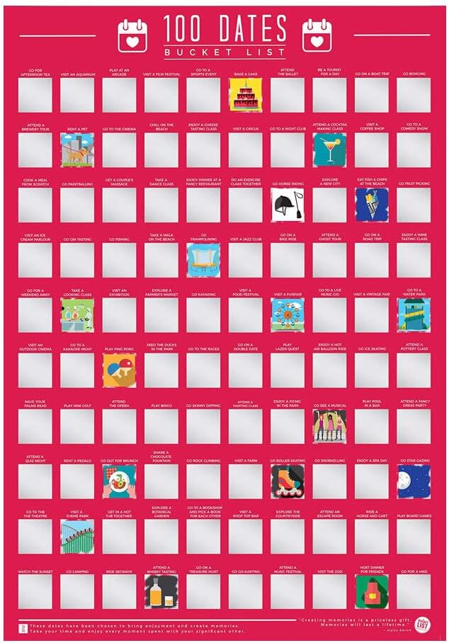 100 Dates Bucket List Scratch Poster