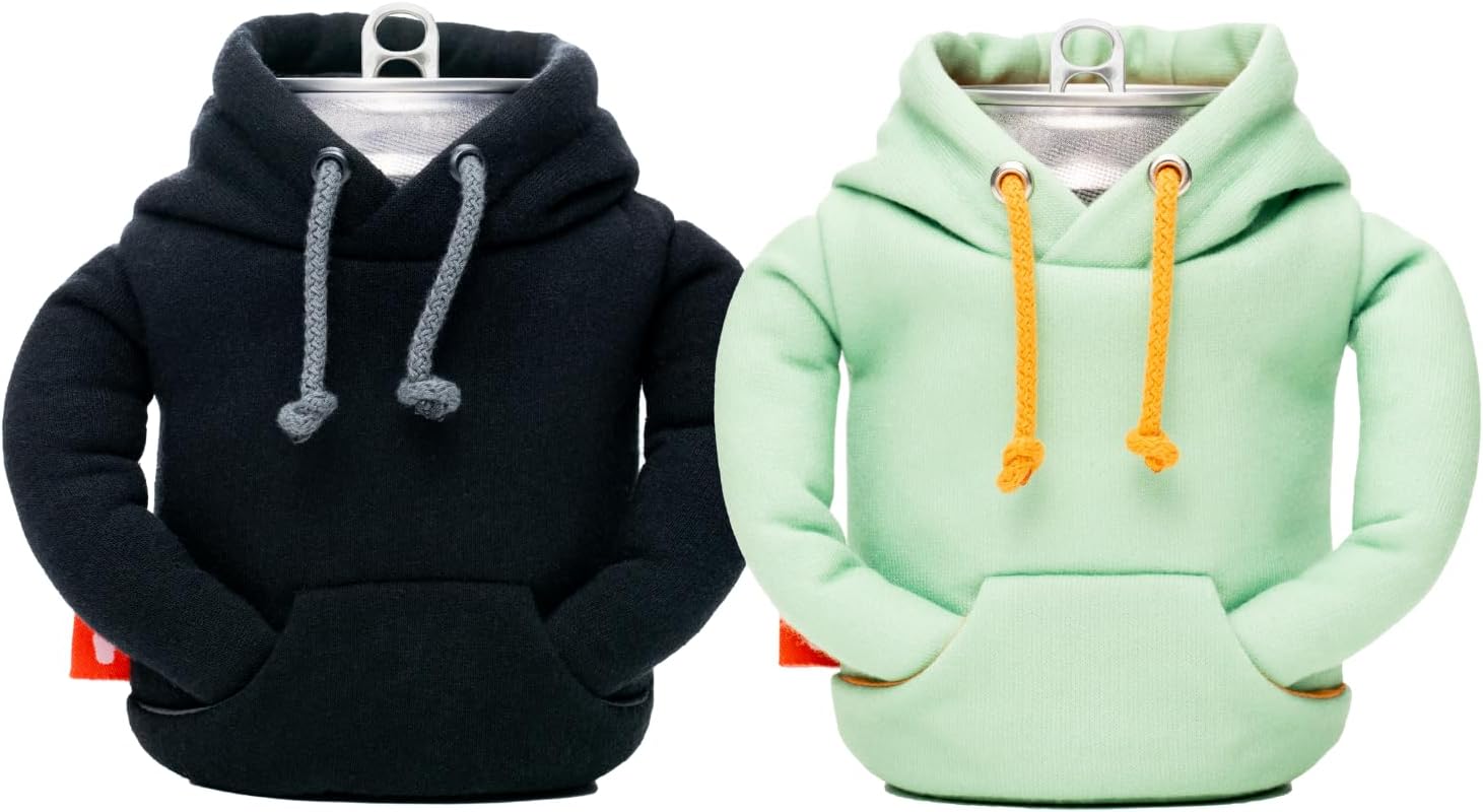 Puffin The Hoodie Bundle Black & Seafoam Beverage Hoodie Cooler for 12 oz and Tall Cans