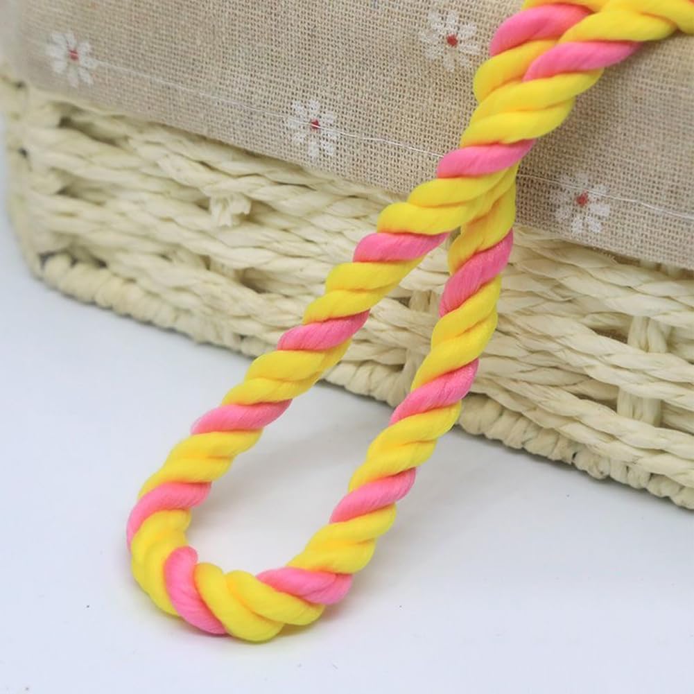 Cordón de macramé de algodón natural de 6/8/10 mm para colgar en la pared, bolsa trenzada hecha a mano, atrapasueños, decoración de Navidad (amarillo rosa, 10 mm x 100 m)