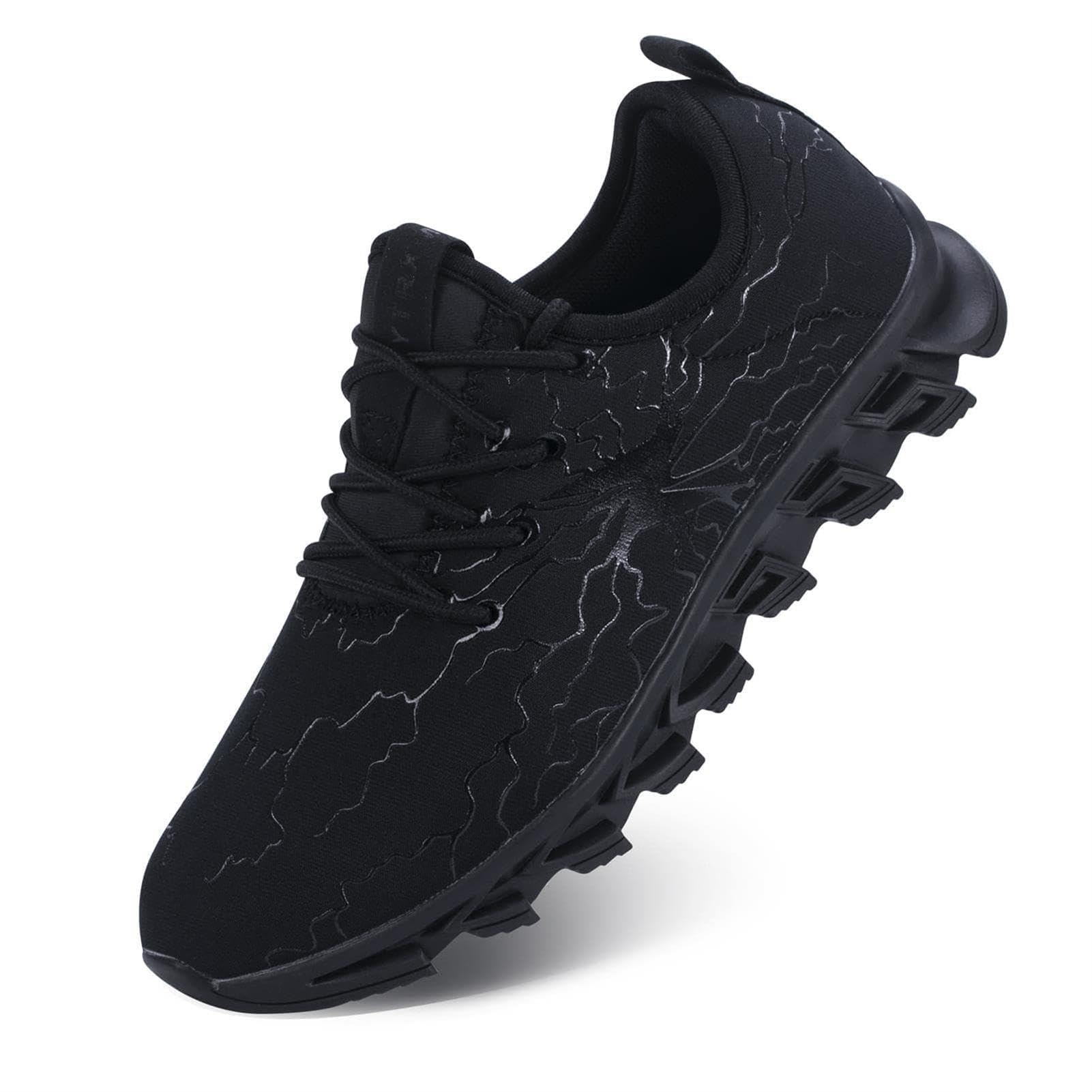 YTRXM Boys Girls Sneakers Lace-up Children Tennis Shoes Lightweight Non Slip Athletic Sports Running Walking Gym Shoes for Boys Girls Black Size 3 Big Kid