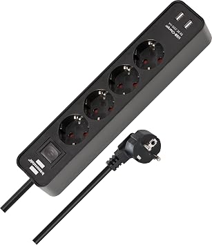 4 Socket Socket Black with Brennenstuhl USB Fast Charging