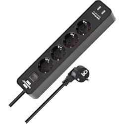 Regleta Enchufe Wifi Brennenstuhl Ecolor regleta enchufes con 4 tomas de corriente y función de carga USB (2 puertos de carga USB, interruptor, 1.5m cable) negro