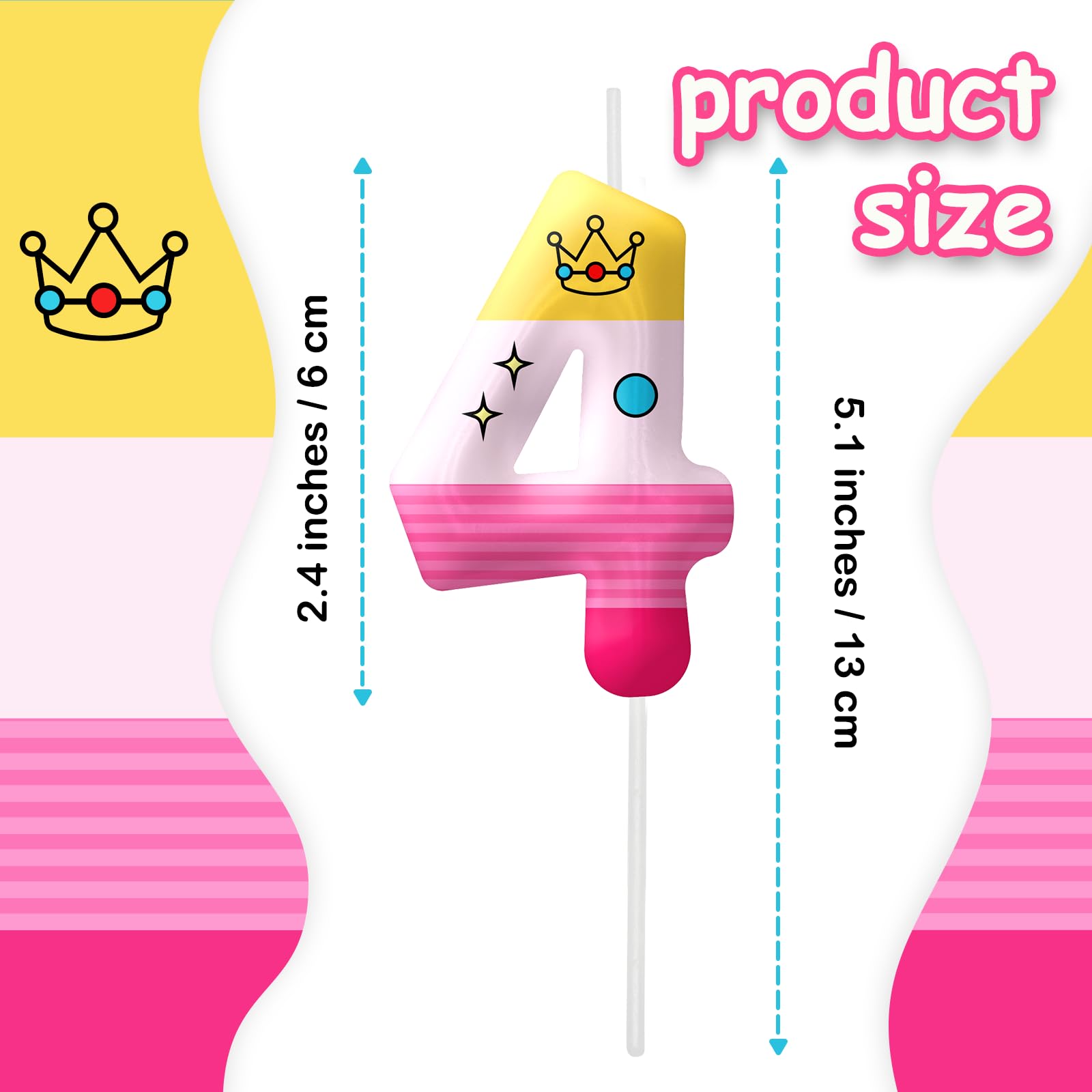 Pink Cartoon Birthday Candles, Number 4 Candle Pink Themed Birthday Party Supplies, 2.4 inch Birthday Candles for Cake Topper Party Decorations, Birthday Decorations for Kids (Number 4)