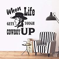 Vista 2 de Calcomanía artística para pared con cita de vaquera, frase de "When Life Gets Tough Cowboy Up Cowgirl" (When Life Gets Tough Cowboy Up Cowgirl)