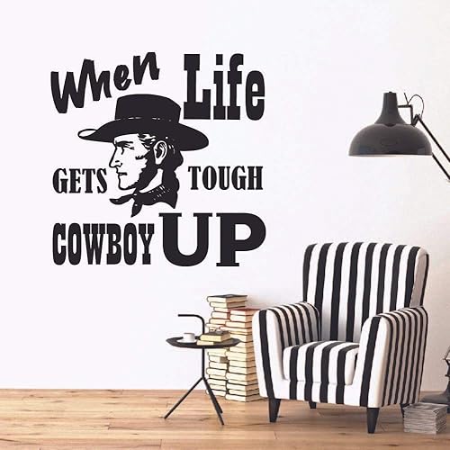 Miniatura 2 de Calcomanía artística para pared con cita de vaquera, frase de "When Life Gets Tough Cowboy Up Cowgirl" (When Life Gets Tough Cowboy Up Cowgirl)