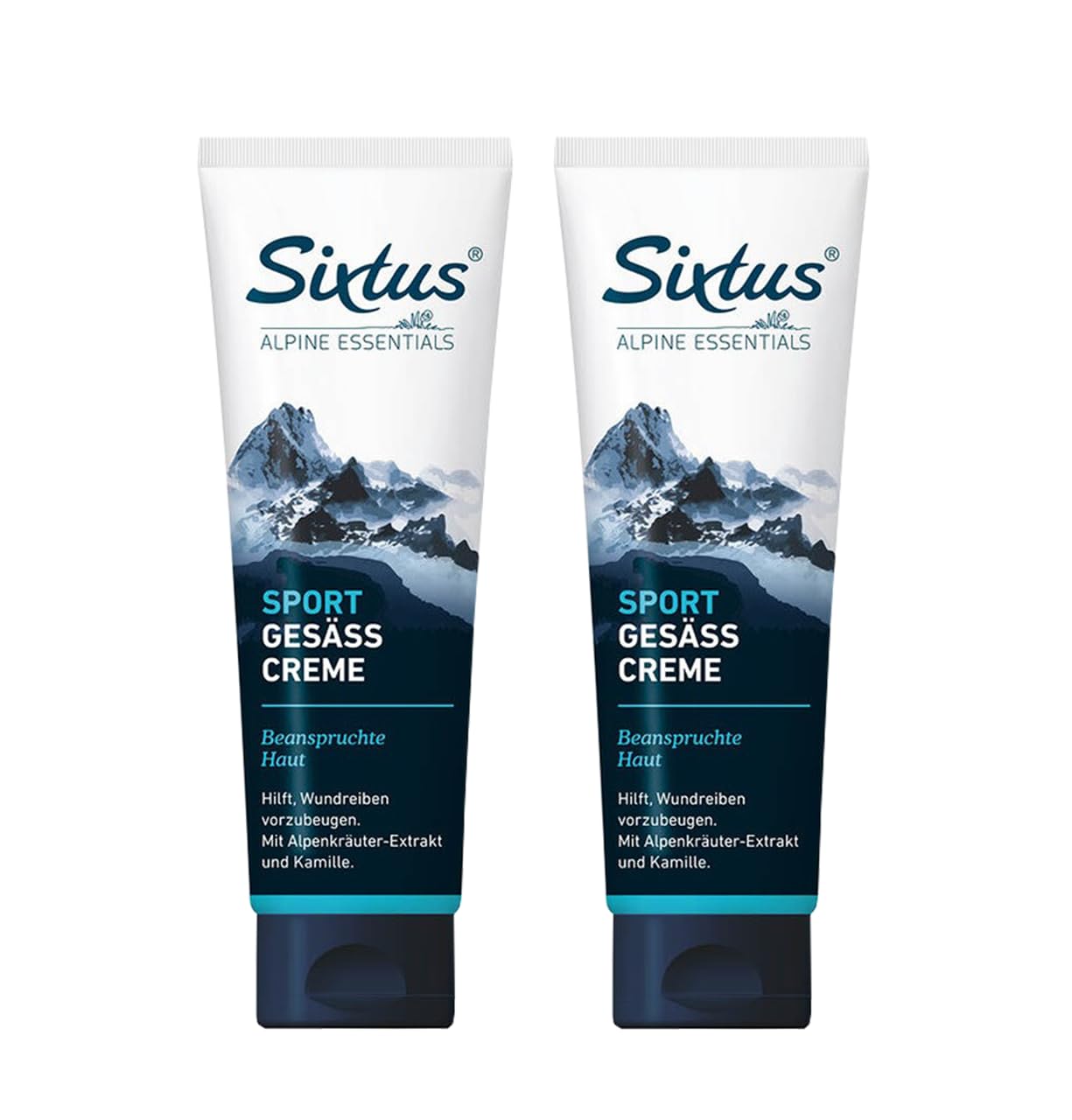 Sixtus Sport Gesäß Creme gegen Wundreiben, Blasenbildung und Druckstellen an Gesäß und Schenkeln - 2 x 125 ml