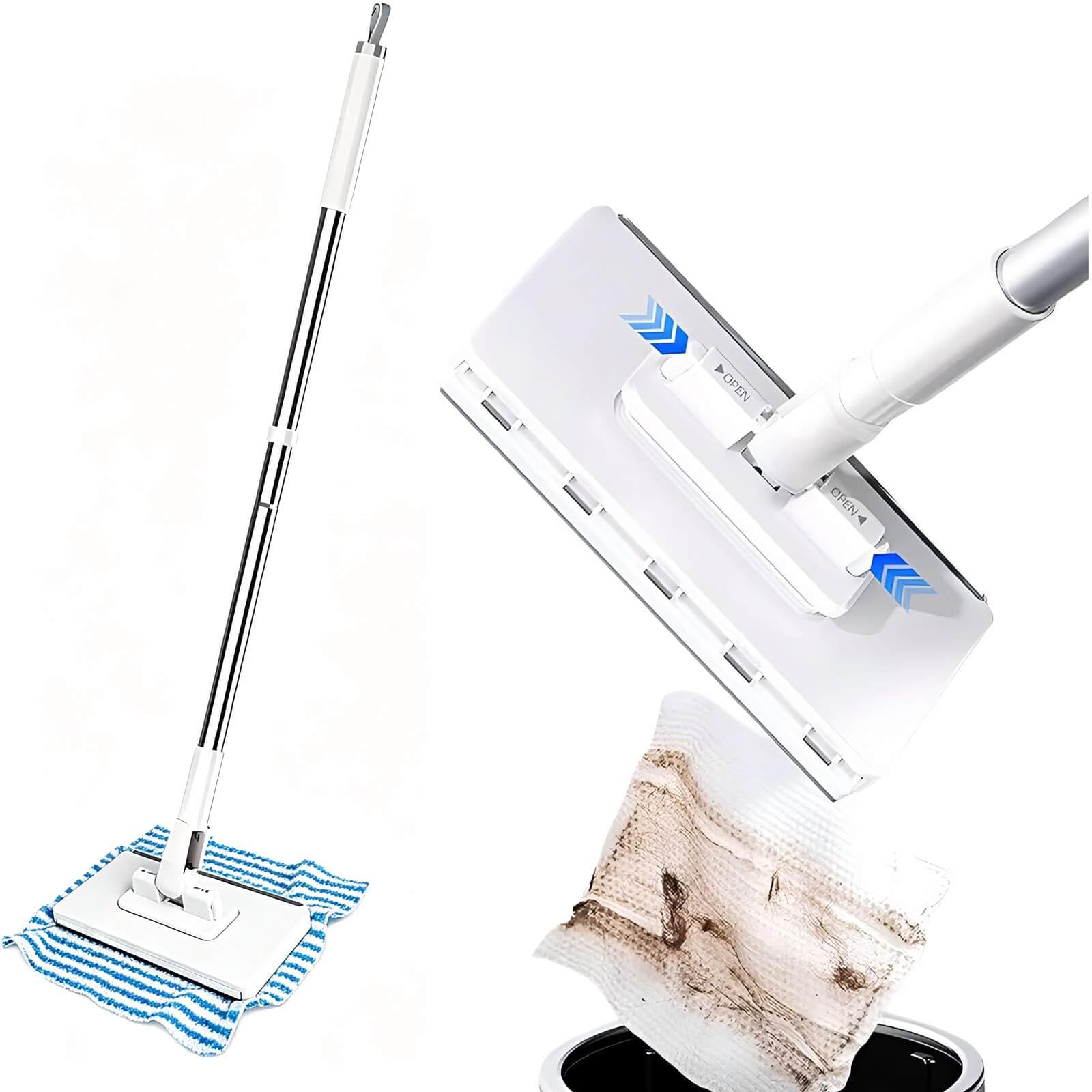 Snap Grip Mini Mop - No Wash Lazy Sweeper Mops, Zero Touch Disposable Dust Mop (Long Mop)