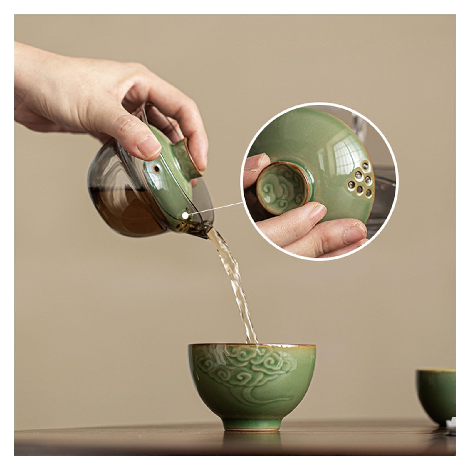 Reise-Tee-Set, Keramik-Gongfu-Teekanne-Set, tragbares Tee-Set, Schüssel | Outdoor Camping Teekanne Tasse Teegeschirr for Zuhause Picknick Reisen