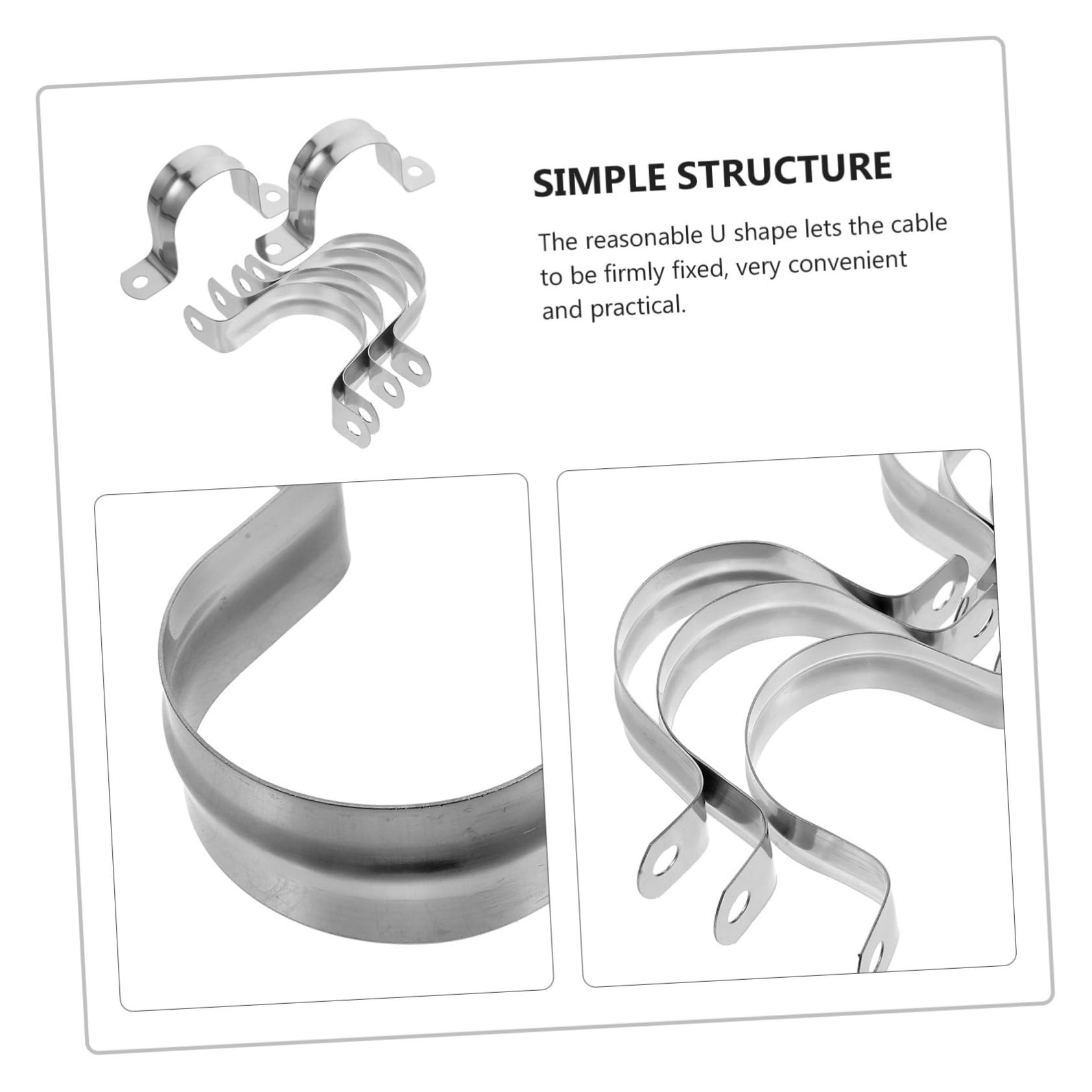 DOITOOL 100pièces Collier de Serrage U Métallique pour Tubes et Câbles Colliers Robustes pour Fixation sur Murs et Bois