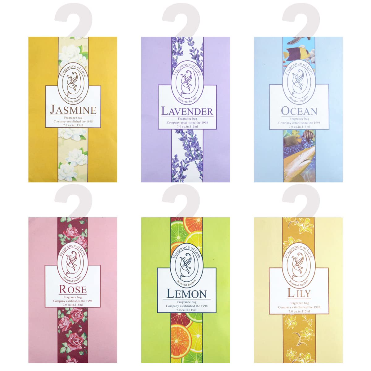 Leikedun 6 Pack Fragrance Sachet Bags, Pack Of 6, Natural Moth Repellent, Lavender Bags, Wardrobe Fresheners Hanging For Drawers Closets, Rooms, Wardrobes, Bathrooms,Cars(Jasmine, Rose, Lavender, Lily, Ocean,Lemon)