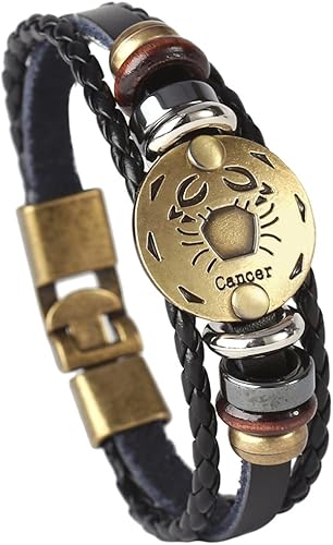 Hamoery Pulsera de cuero de aleación punk para Constellation trenzada pulsera pulsera brazalete