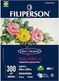 Bloco Filiart Renaud Aquarela A4 12 Folhas, Branco, 300G, Filiperson Papeis, 1053