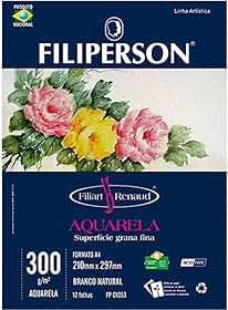Bloco Filiart Renaud Aquarela A4 12 Folhas, Branco, 300G, Filiperson Papeis, 1053