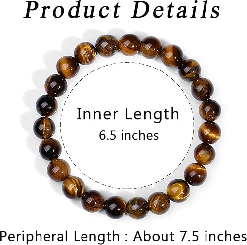 Miniatura 6 de MAIBAOTA Pulseras de cristal curativo para mujer, pulseras de cuentas de piedra natural de 0.315 in, pulsera elástica de piedras preciosas redondas,