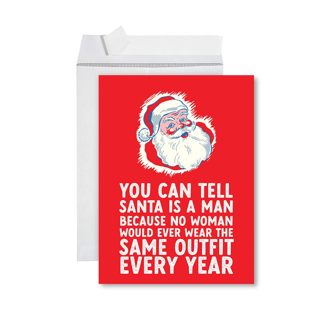 Amazon.com : Andaz Press Jumbo Funny Christmas Cards with Envelope You Can  Tell Santa Is A Man 8.5 x 11 inch, Blank Greeting Card Adult Christmas ...