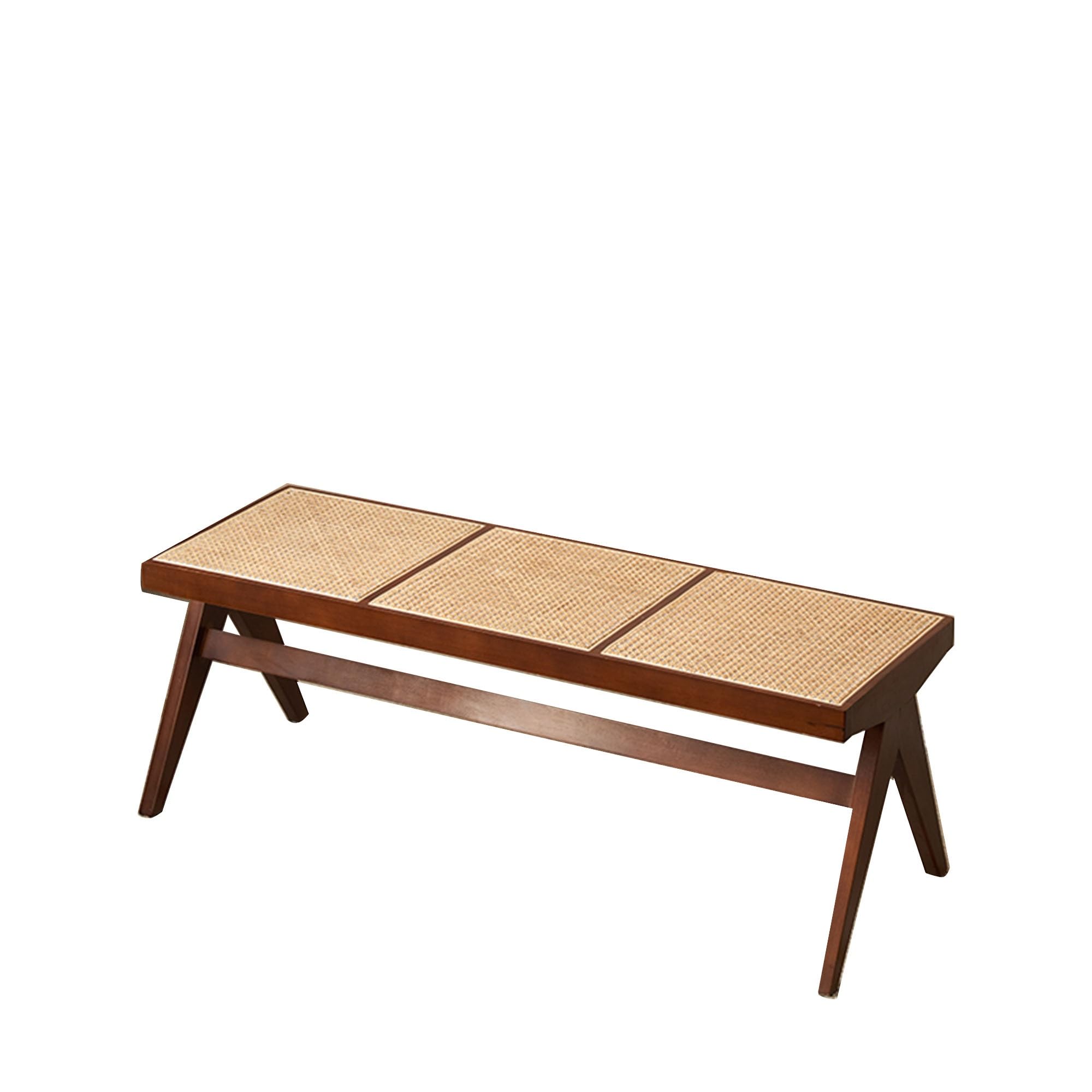 MSHGSKU Farmhouse Rattan Woven Bench Seat for Entryway, Bedroom, and Living Room