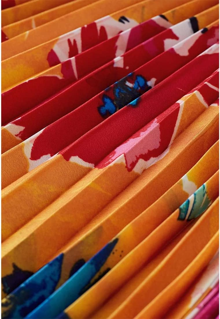 CHICWISH Women's Orange Floral Cut Out Back Pleated Satin Dress - Image 6