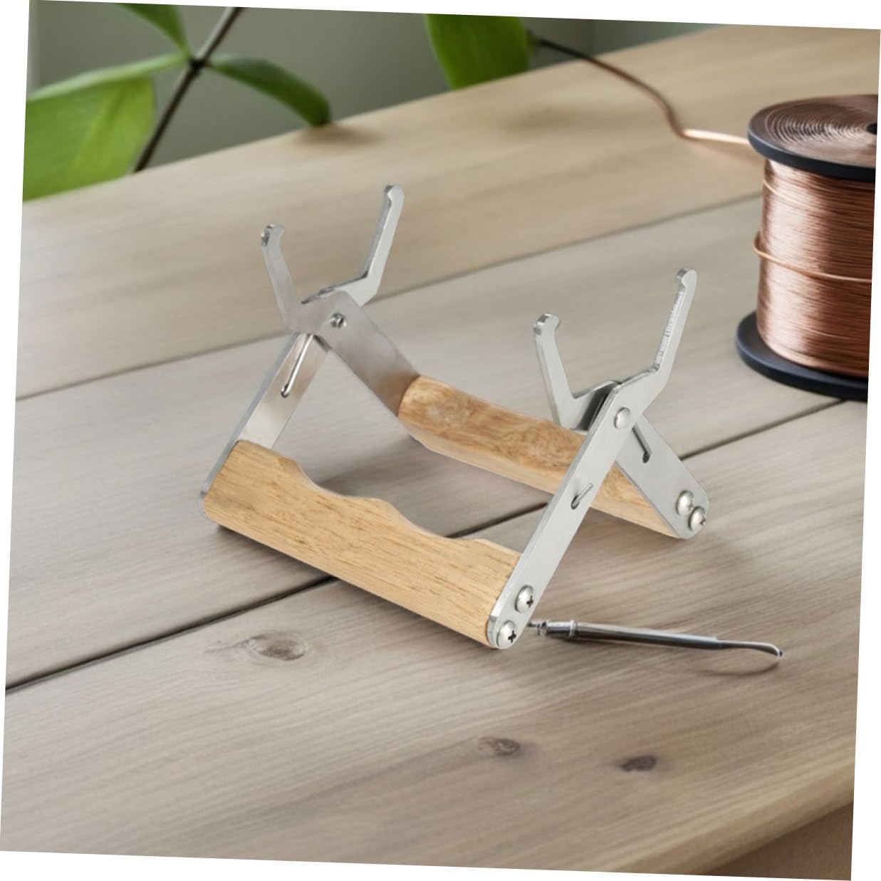 Mikikit 4pcs Stainless Steel Beehive Frame Gripper and Lifter Tool with Wood Handle for Beekeeping Harvesting and Hive Inspection