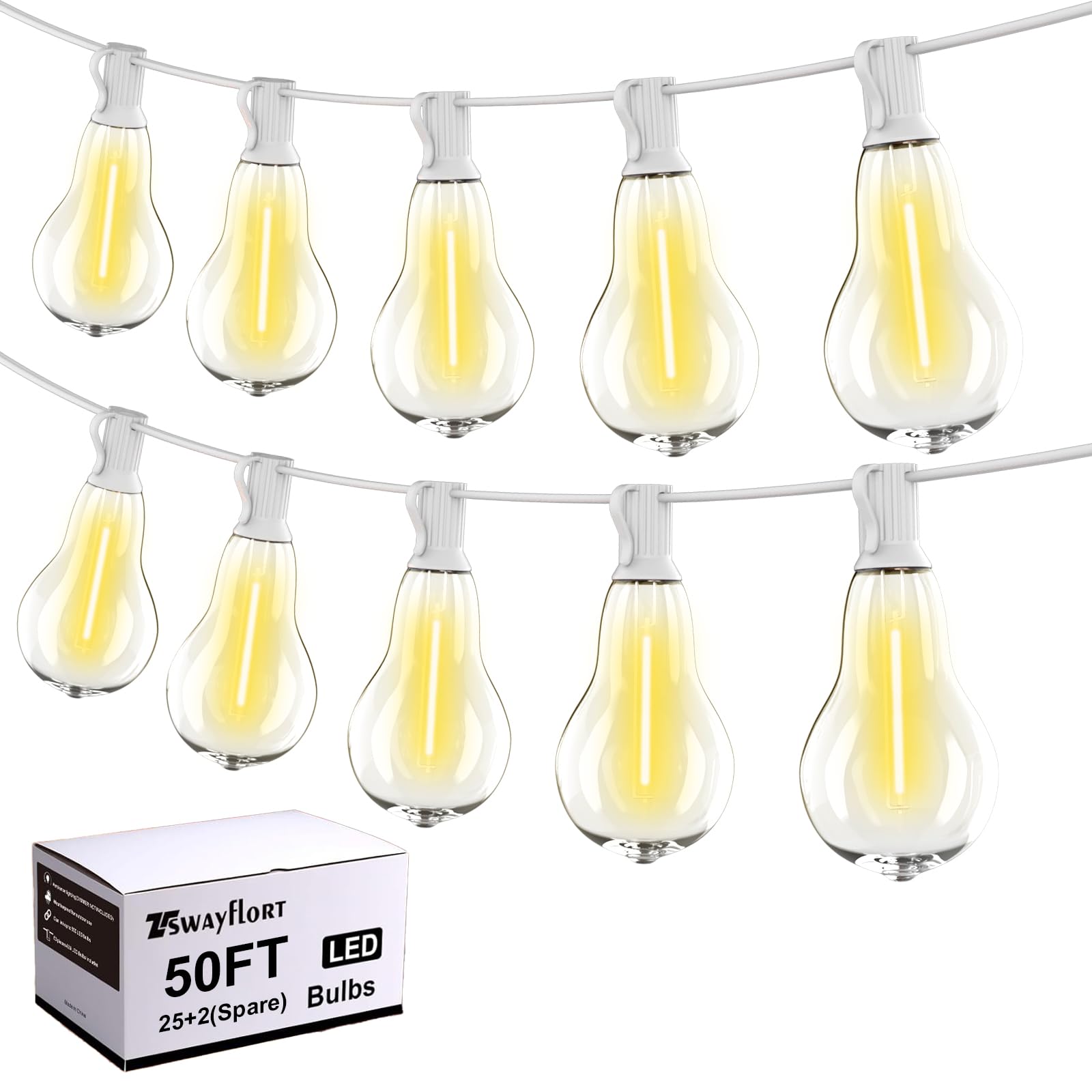Tswayflort 50FT Outdoor String Lights