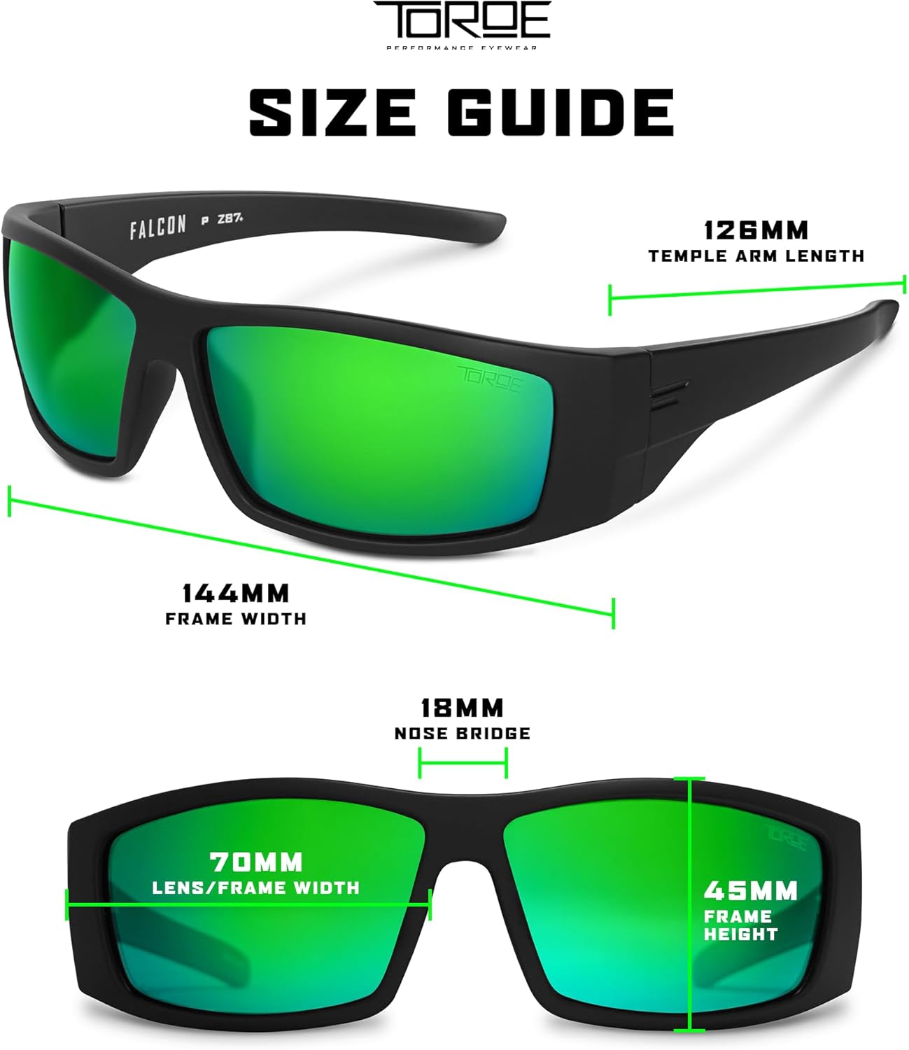 TOROE z87+ Safety Polarized Wrap Around FALCON Sunglasses Tr90 Frame, Anti Scratch Lenses - Image 7