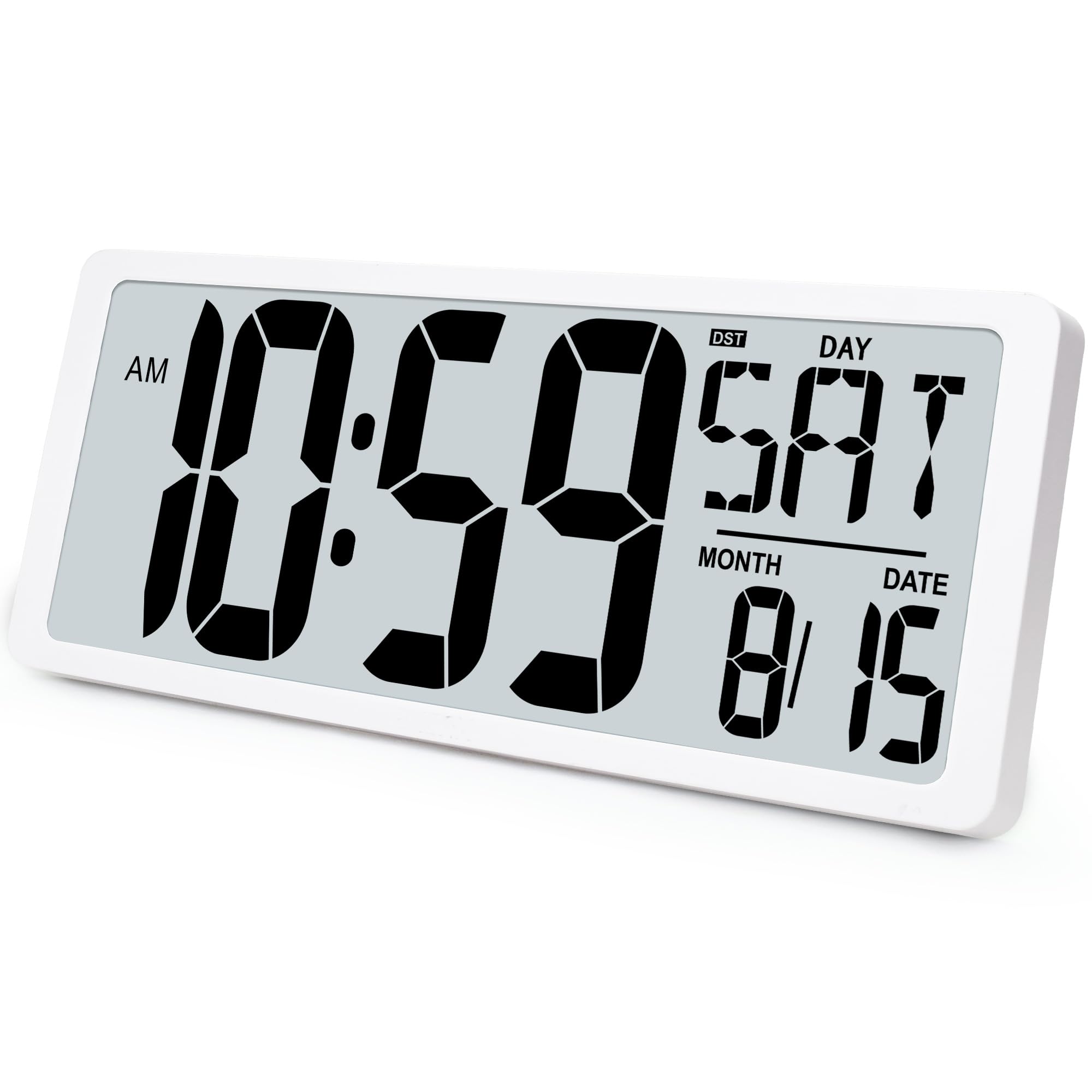 TXLAtomic Clock with Backlight, 14.2" Large Digital Wall Clock Battery Operated, Digital Clock Large Display with Day, Date & Temperature, Large Wall Clock for Bedroom, Livingroom, Office