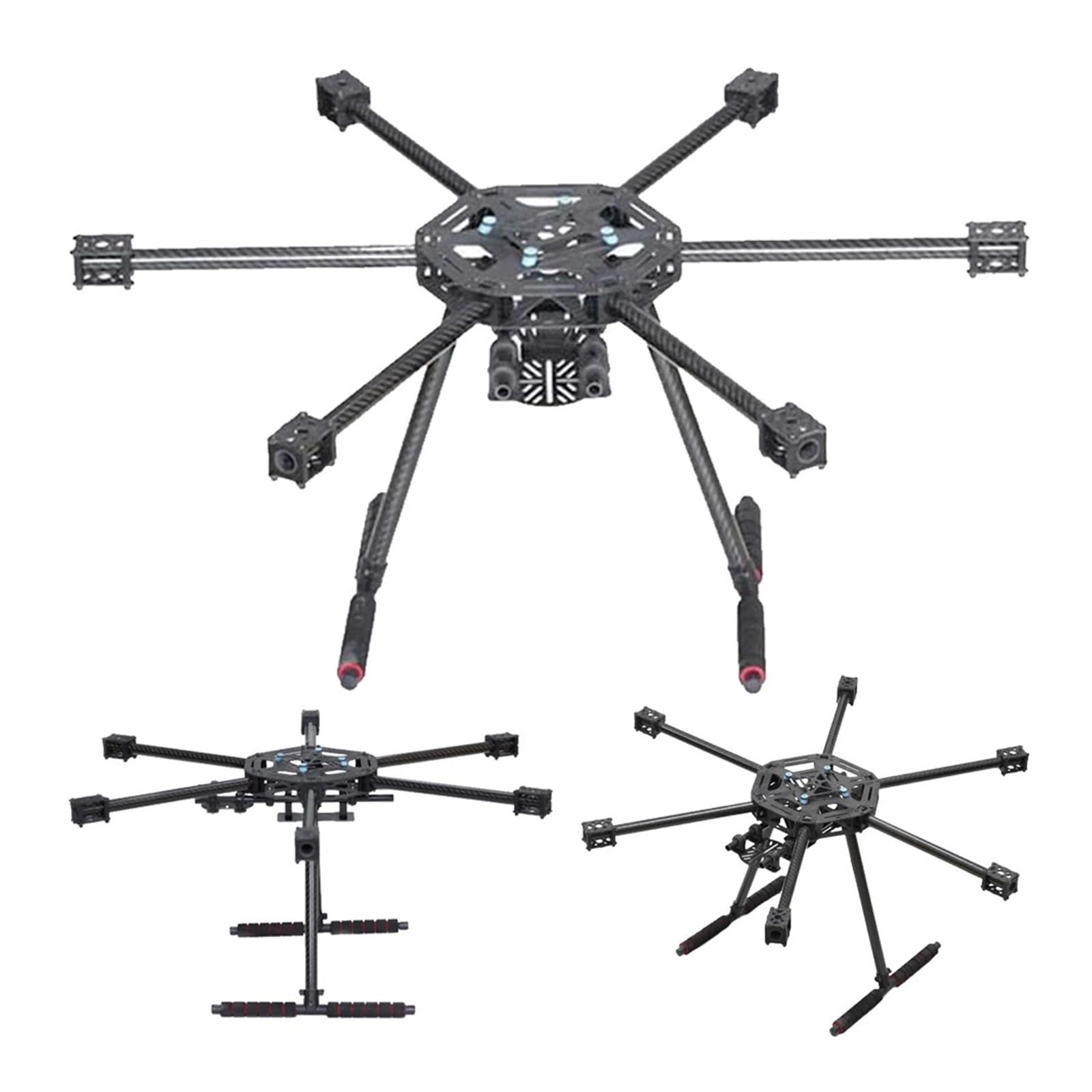 FPV Hexacopter Frame X600-X6 Upgraded Version S550 SK500 with Carbon Fiber Landing Gear Skid for RC Multicopter(Glass Fiber Center)